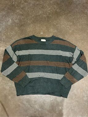 Thread & Supply Dark Green Striped Crewneck Sweater - Women M